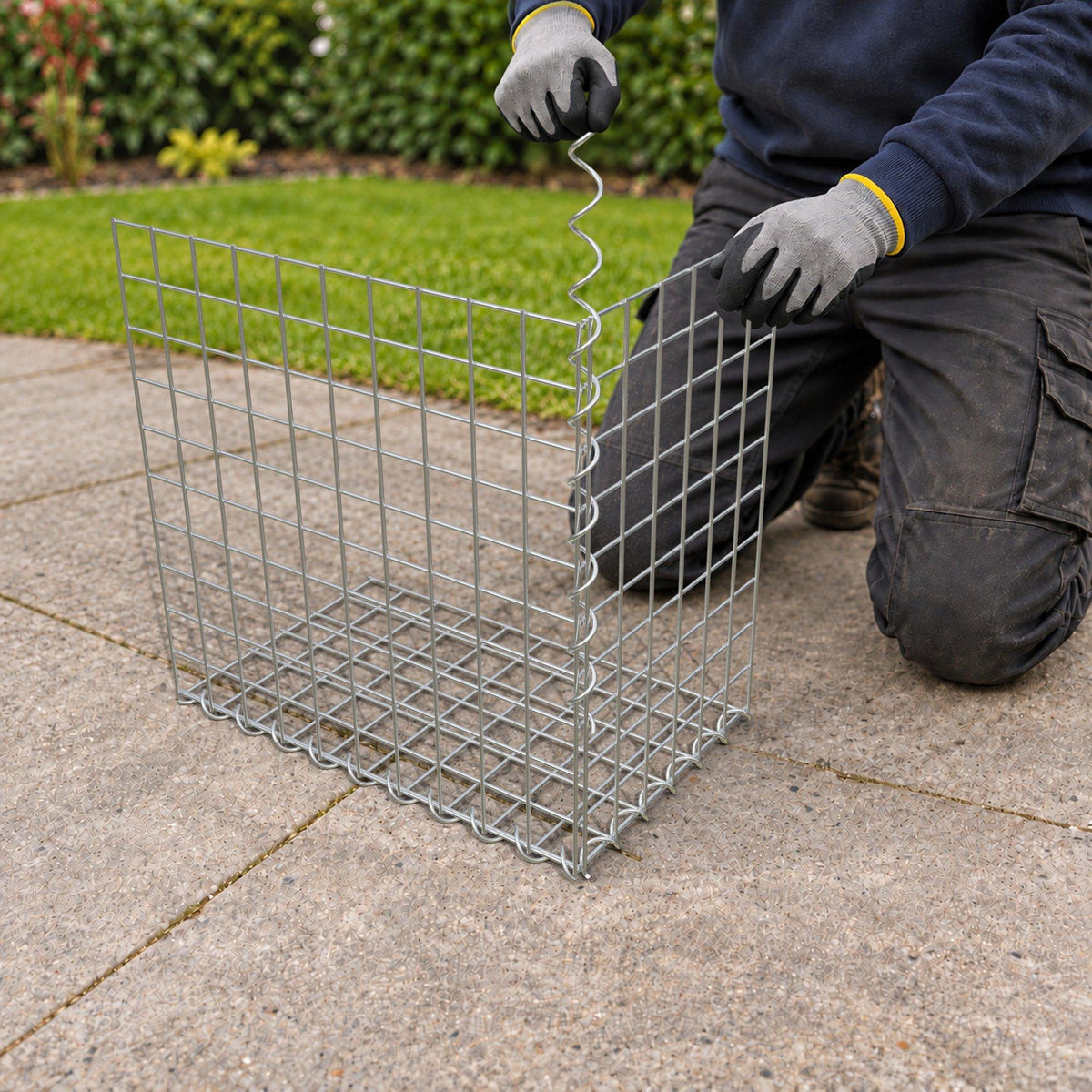 Gabion 50 cm x 50 cm x 30 cm (L x H x D), maskestørrelse 5 cm x 5 cm, spiral
