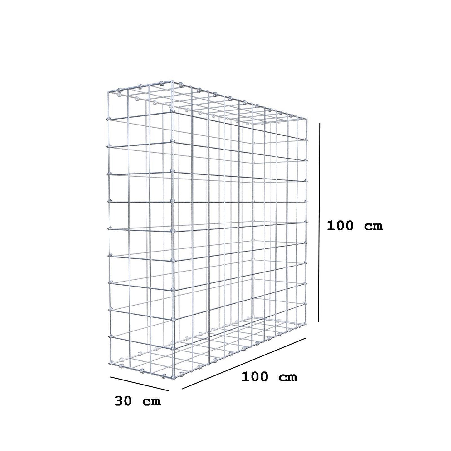 Schanskorf 100 cm x 100 cm x 30 cm (L x H x D), maaswijdte 10 x 10 cm, spiraalring