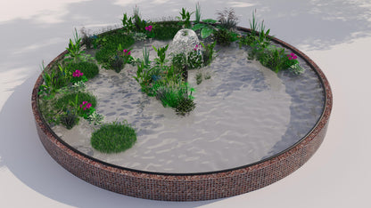Gabion raised pond, round, outer diameter 292 cm, height 50 cm, mesh size 5 x 5 cm, wall thickness 15 cm