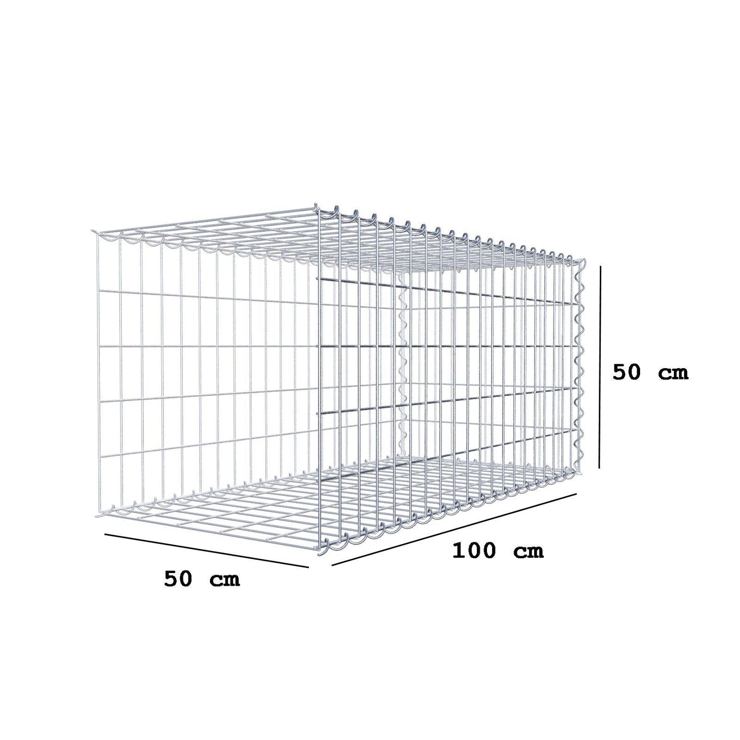 Gabião tipo 2 100 cm x 50 cm x 50 cm (C x A x P), malhagem 5 cm x 10 cm, espiral