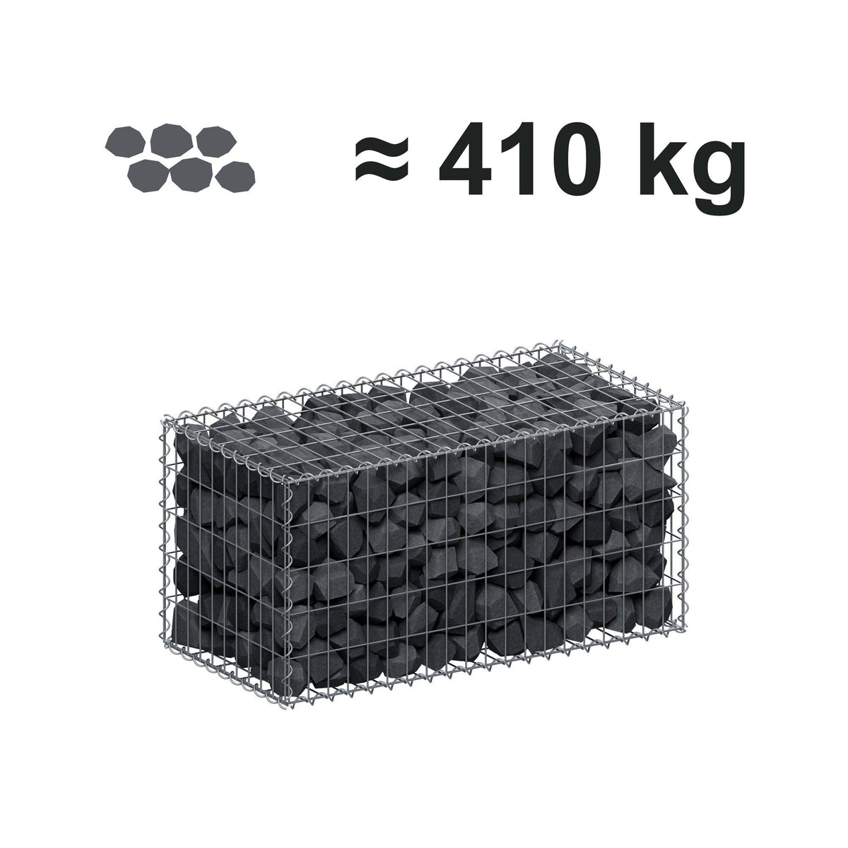 Gabion 100 cm x 50 cm x 50 cm (L x H x D), maskestørrelse 5 cm x 10 cm, spiral