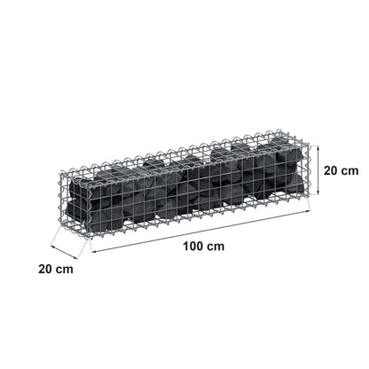 Gabion 100 cm x 20 cm x 20 cm (L x H x D), mesh size 5 cm x 5 cm, spiral