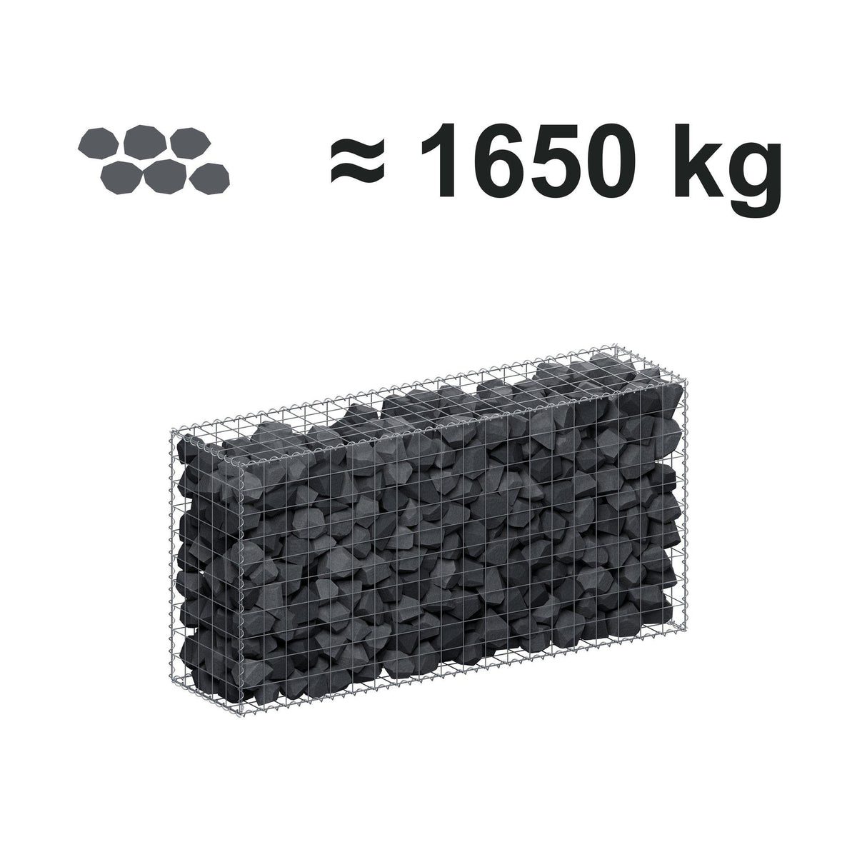 Schanskorf 200 cm x 100 cm x 50 cm (L x H x D), maaswijdte 10 cm x 10 cm, spiraalvormig