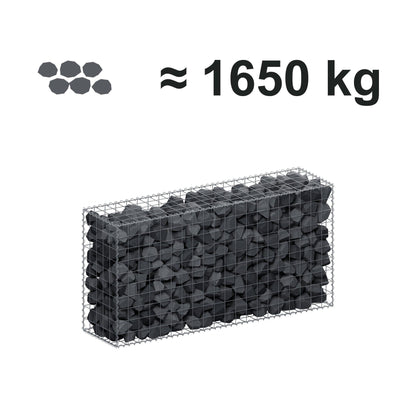 Schanskorf 200 cm x 100 cm x 50 cm (L x H x D), maaswijdte 10 cm x 10 cm, spiraalvormig
