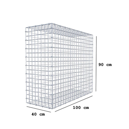 Gabion 100 cm x 90 cm x 40 cm (L x H x D), maskestørrelse 5 x 5 cm, spiralring