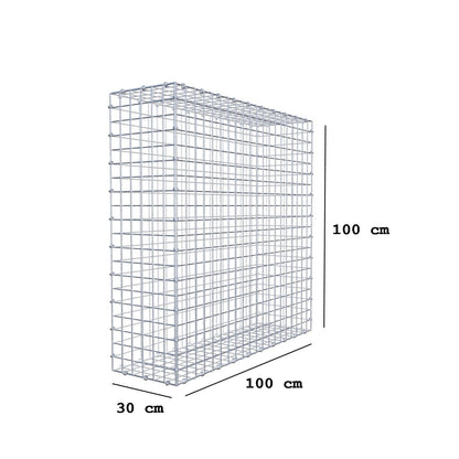 Gabione 100 cm x 100 cm x 30 cm (L x H x T), Maschenweite 5 x 5 cm, Spiralring