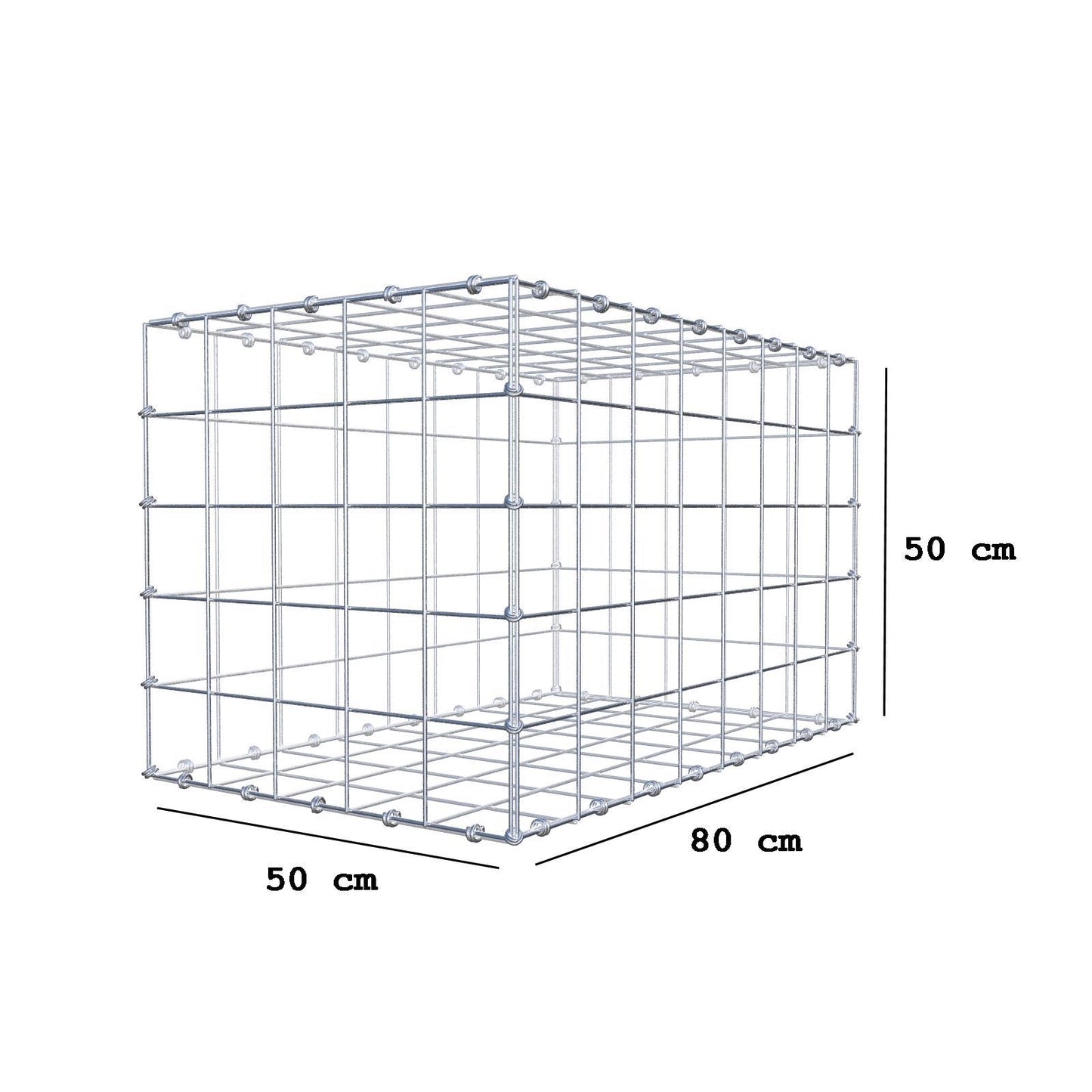 Gabbione 80 cm x 50 cm x 50 cm (L x H x P), maglia 10 x 10 cm, anello a spirale
