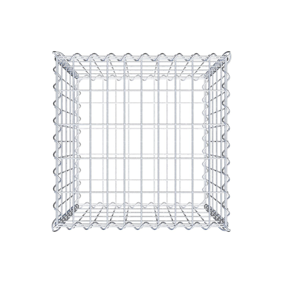 Gabião 50 cm x 50 cm x 50 cm (C x A x P), malhagem 5 cm x 10 cm, espiral