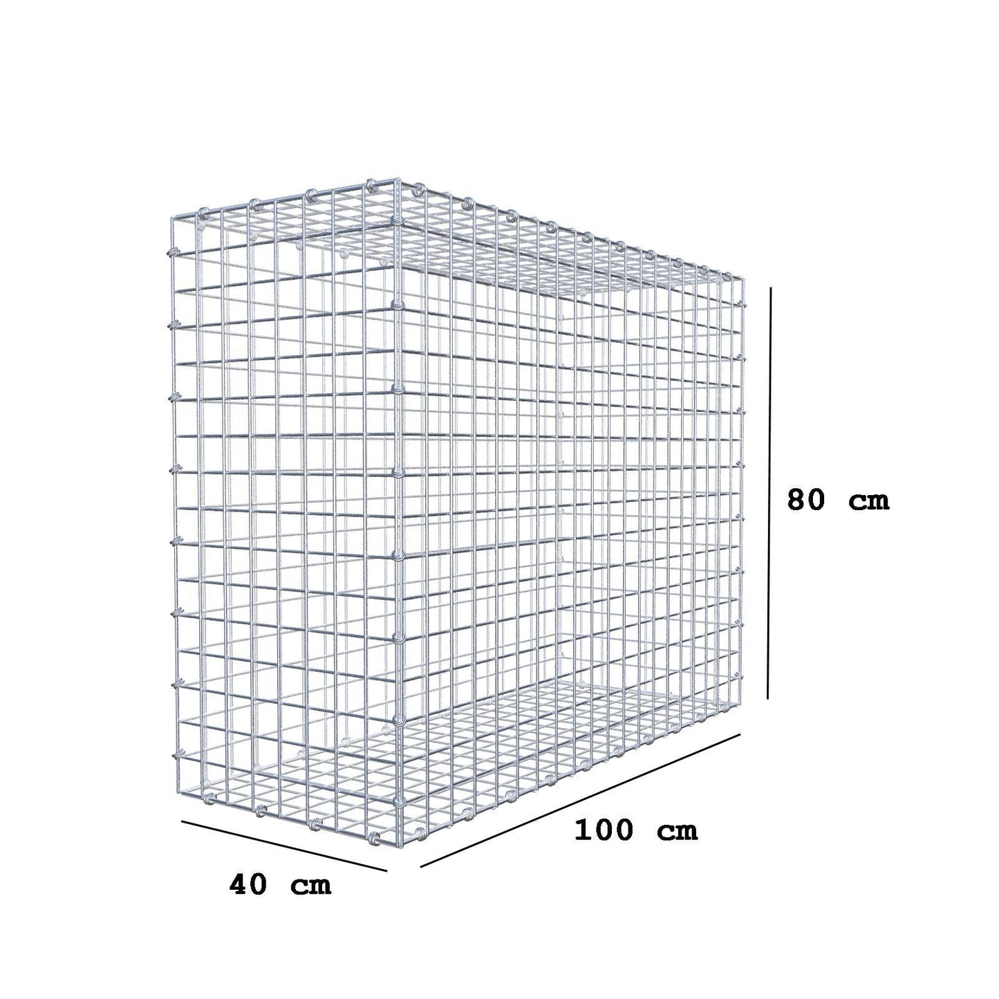 Schanskorf 100 cm x 80 cm x 40 cm (L x H x D), maaswijdte 5 x 5 cm, spiraalring