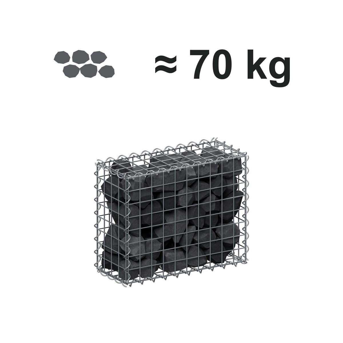 Gabion 50 cm x 40 cm x 20 cm (L x H x D), mesh size 5 cm x 5 cm, spiral