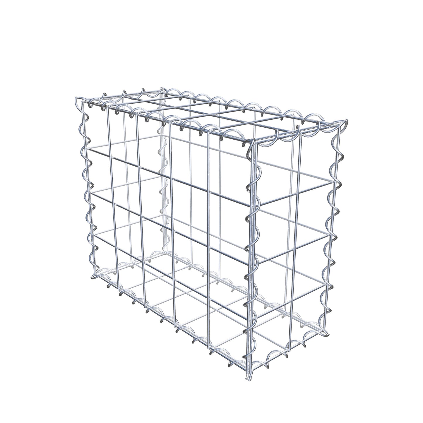 Gabião 50 cm x 40 cm x 20 cm (C x A x P), malhagem 10 cm x 10 cm, espiral