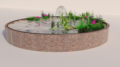 Tanque elevado de gabiões, redondo, diâmetro exterior 322 cm, altura 80 cm, dimensão da malha 5 x 5 cm, espessura da parede 15 cm