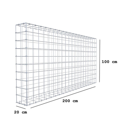 Gabion 200 cm x 100 cm x 20 cm (L x H x D), mesh size 10 x 10 cm, spiral ring