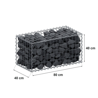Gabion 80 cm x 40 cm x 40 cm (L x H x D), mesh size 5 cm x 10 cm, spiral