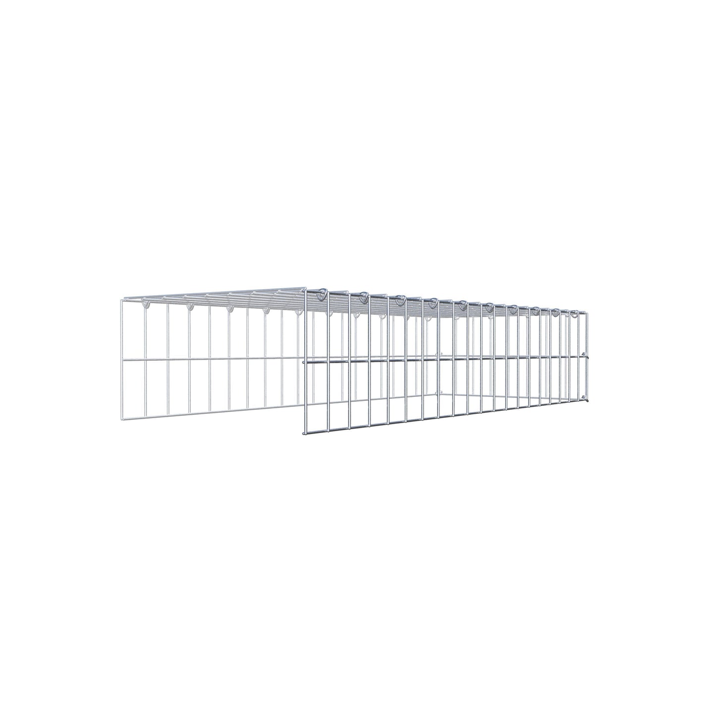 Monteret gabion type 4 100 cm x 20 cm x 40 cm (L x H x D), maskestørrelse 5 cm x 10 cm, C-ring