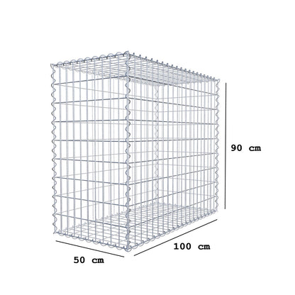 Gabion 100 cm x 90 cm x 50 cm (L x H x D), mesh size 5 cm x 10 cm, spiral