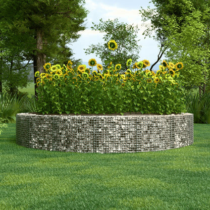 Lit surélevé rond, diamètre extérieur 202 cm, hauteur 50 cm, mailles 5 x 5 cm, épaisseur des parois 15 cm