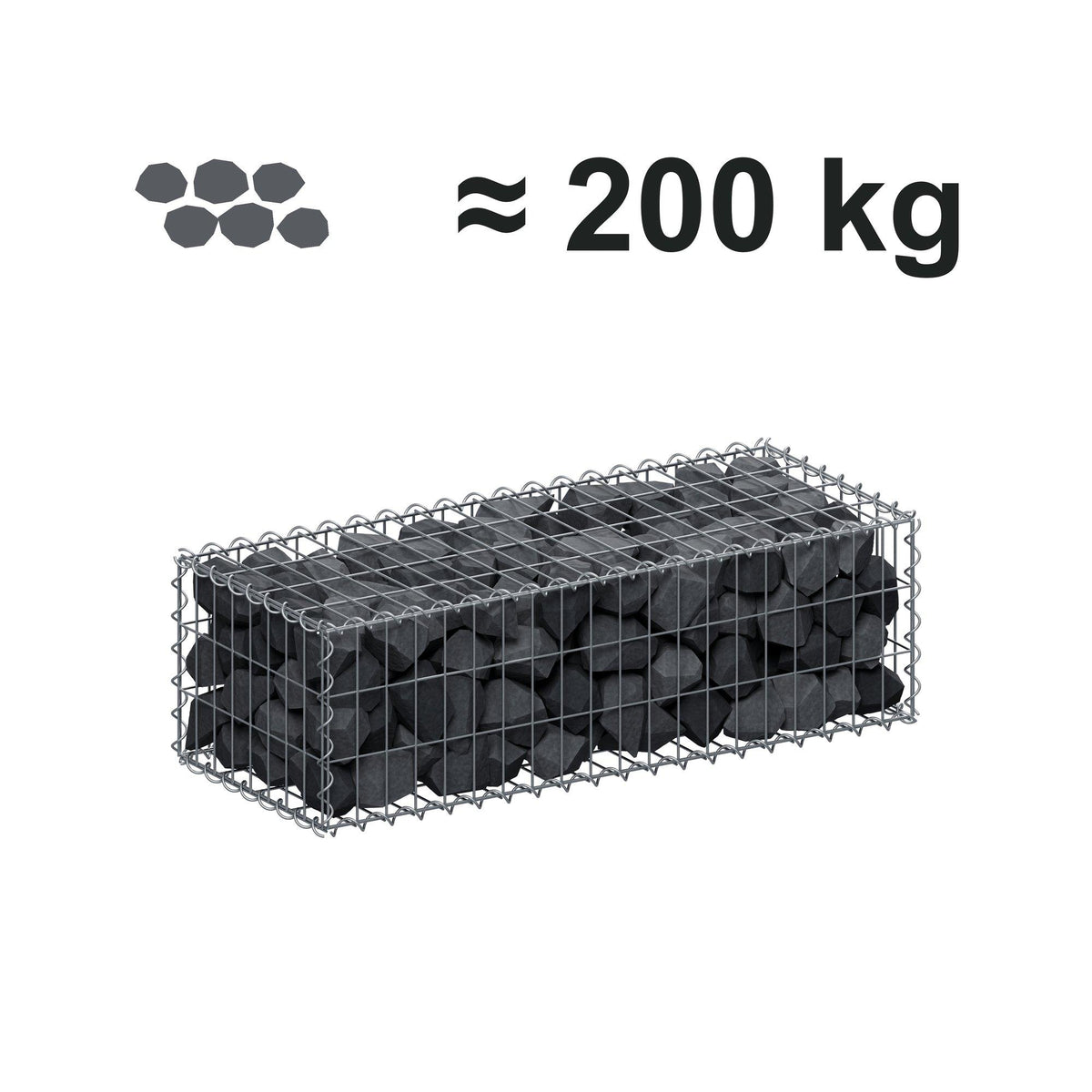 Gabion 100 cm x 30 cm x 40 cm (L x H x D), maskestørrelse 5 cm x 10 cm, spiral