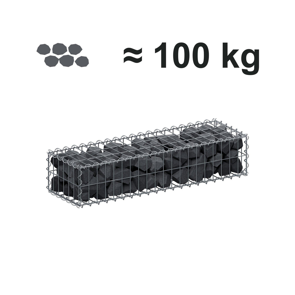 Gabion 100 cm x 20 cm x 30 cm (L x H x D), mesh size 5 cm x 10 cm, spiral
