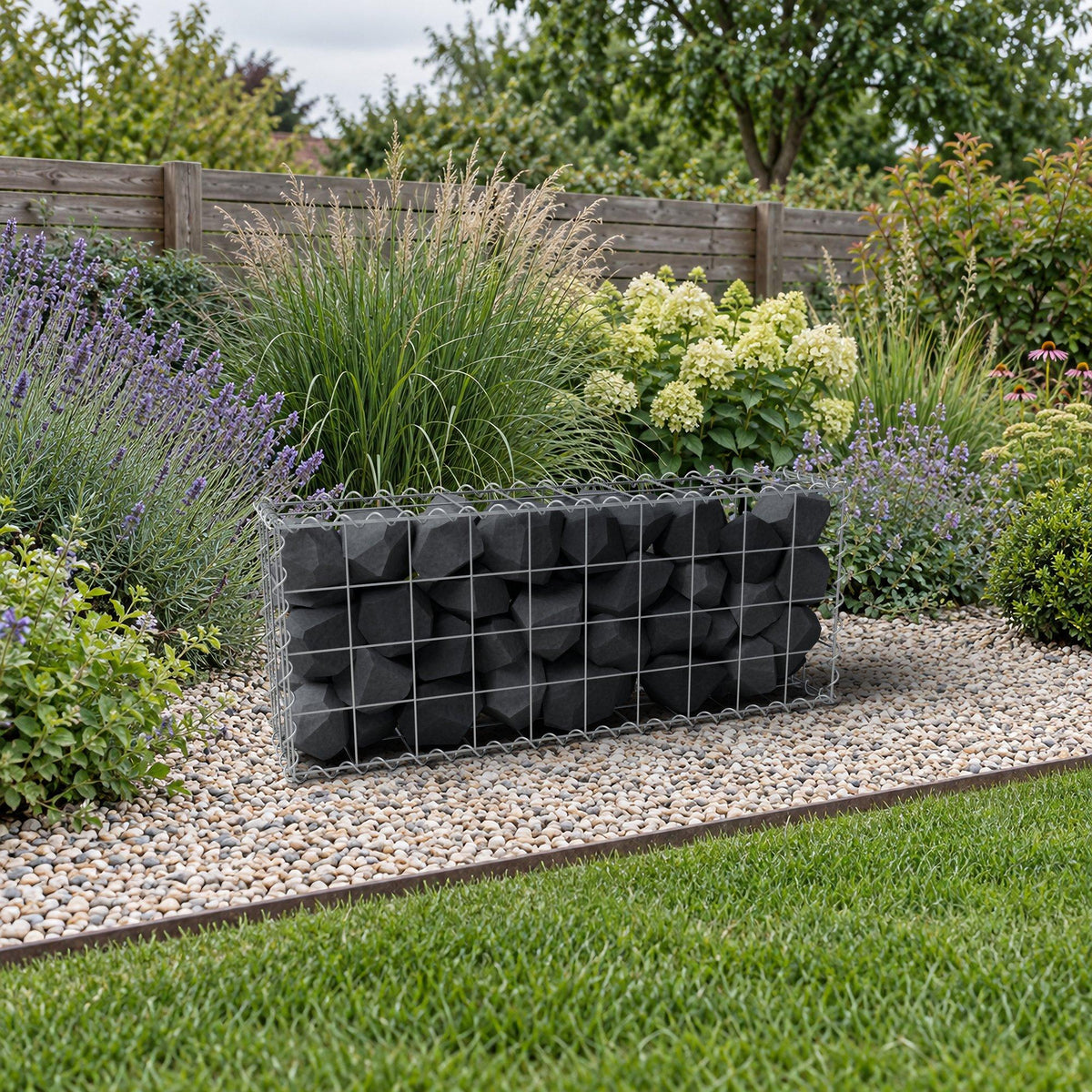 Gabion 100 cm x 40 cm x 20 cm (L x H x D), maskestørrelse 10 cm x 10 cm, spiral