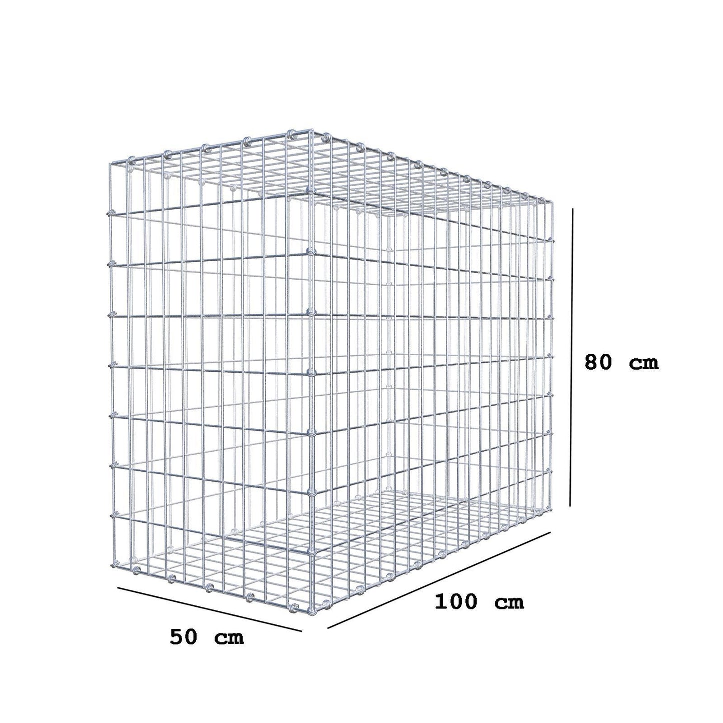 Gabion 100 cm x 80 cm x 50 cm (L x H x D), mesh size 5 x 10 cm, spiral ring