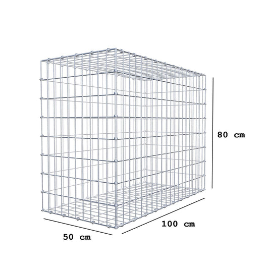 Gabion 100 cm x 80 cm x 50 cm (L x H x D), mesh size 5 x 10 cm, spiral ring