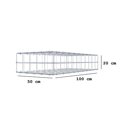 Gabion 100 cm x 20 cm x 50 cm (L x H x D), maskestørrelse 10 x 10 cm, spiralring