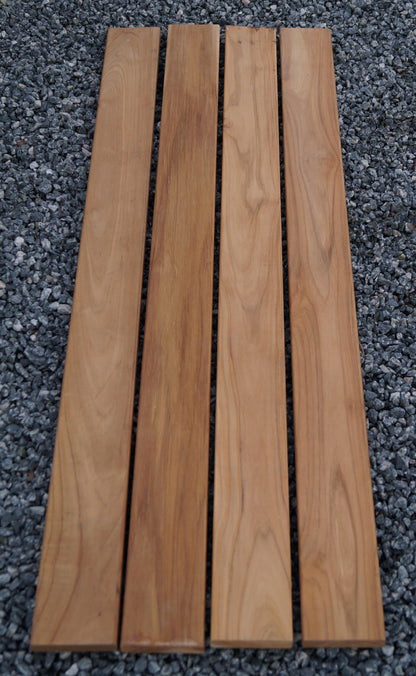Garden bench with 3 gabions - teak, 205 cm long x 60 cm high x 37 cm deep, galvanized, MW 5 x 5 cm
