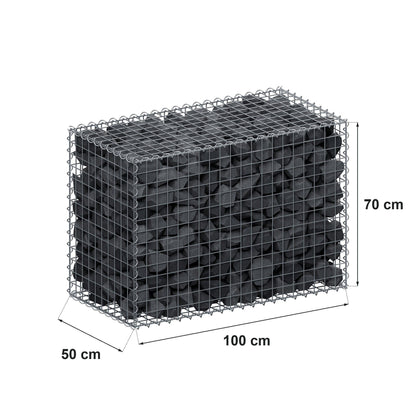 Gabião 100 cm x 70 cm x 50 cm (C x A x P), malhagem 5 cm x 5 cm, espiral