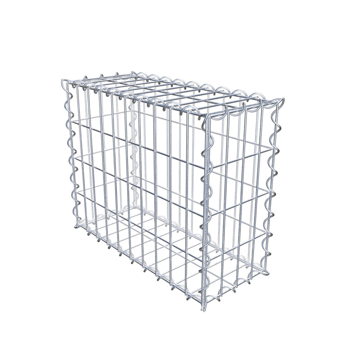 Gabião 50 cm x 40 cm x 20 cm (C x A x P), malhagem 5 cm x 10 cm, espiral