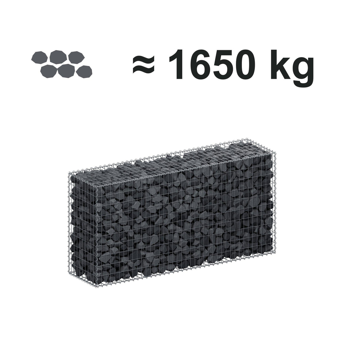 Gabion 200 cm x 100 cm x 50 cm (L x H x D), mesh size 5 cm x 10 cm, spiral