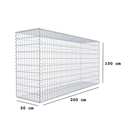 Gabion 200 cm x 100 cm x 50 cm (L x H x D), mesh size 5 cm x 10 cm, spiral