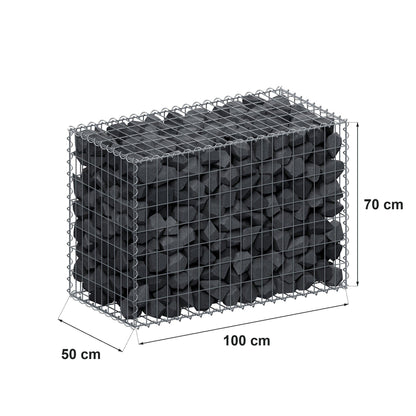 Gabbione 100 cm x 70 cm x 50 cm (L x H x P), maglia 5 cm x 10 cm, spirale