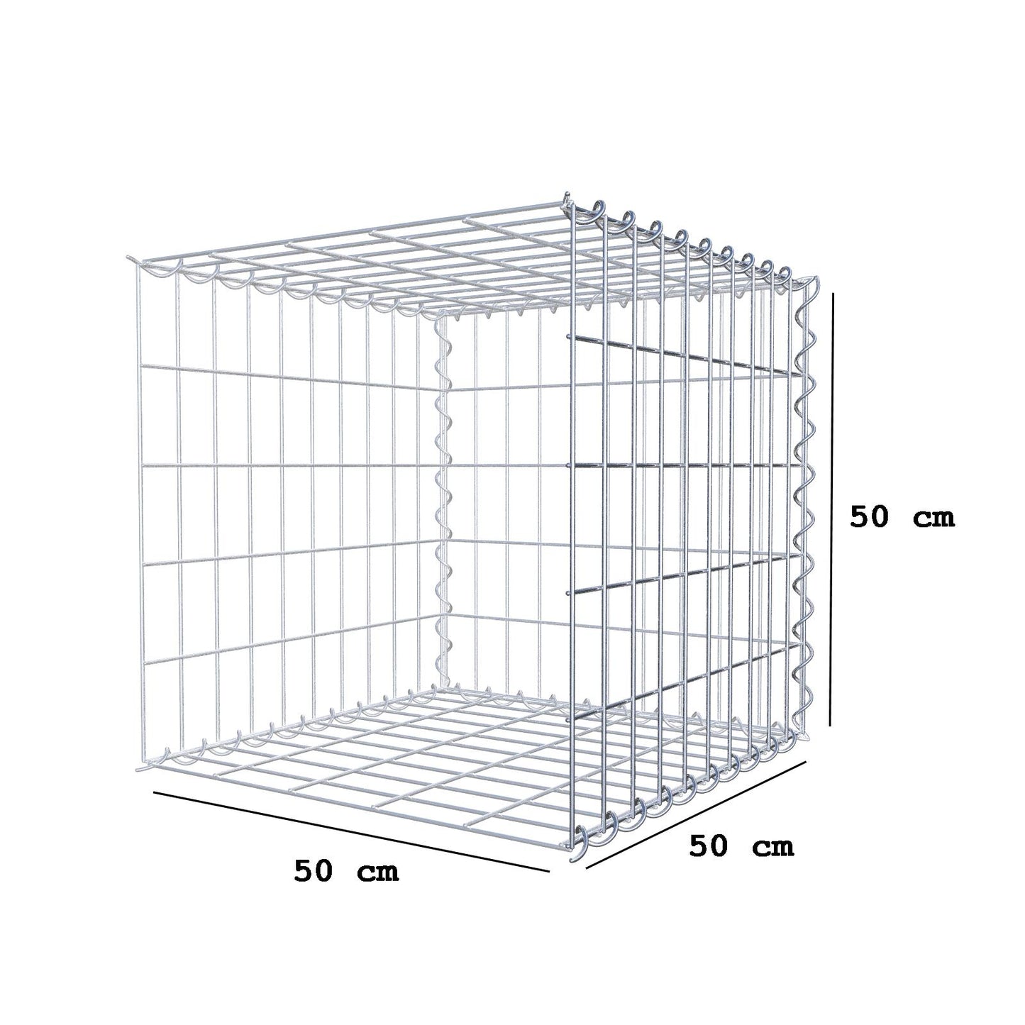 Udvokset gabion type 2 50 cm x 50 cm x 50 cm (L x H x D), maskestørrelse 5 cm x 10 cm, spiral