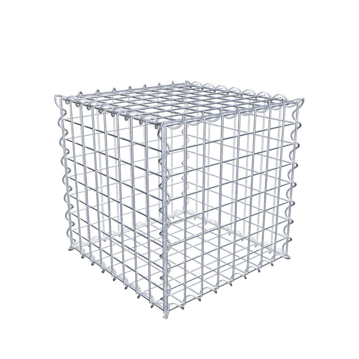 Gabião 40 cm x 40 cm x 40 cm (C x A x P), malhagem 5 cm x 5 cm, espiral