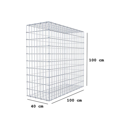 Gabione 100 cm x 100 cm x 40 cm (L x H x T), Maschenweite 5 x 10 cm, Spiralring