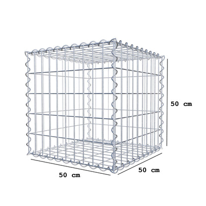 Gabião 50 cm x 50 cm x 50 cm (C x A x P), malhagem 5 cm x 10 cm, espiral