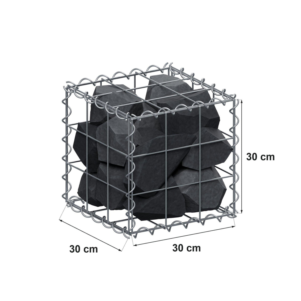 Gabion 30 cm x 30 cm x 30 cm (L x H x D), mesh size 10 cm x 10 cm, spiral