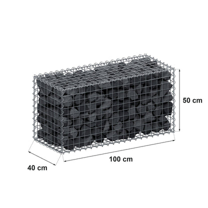 Gabião 100 cm x 50 cm x 40 cm (C x A x P), malhagem 5 cm x 5 cm, espiral