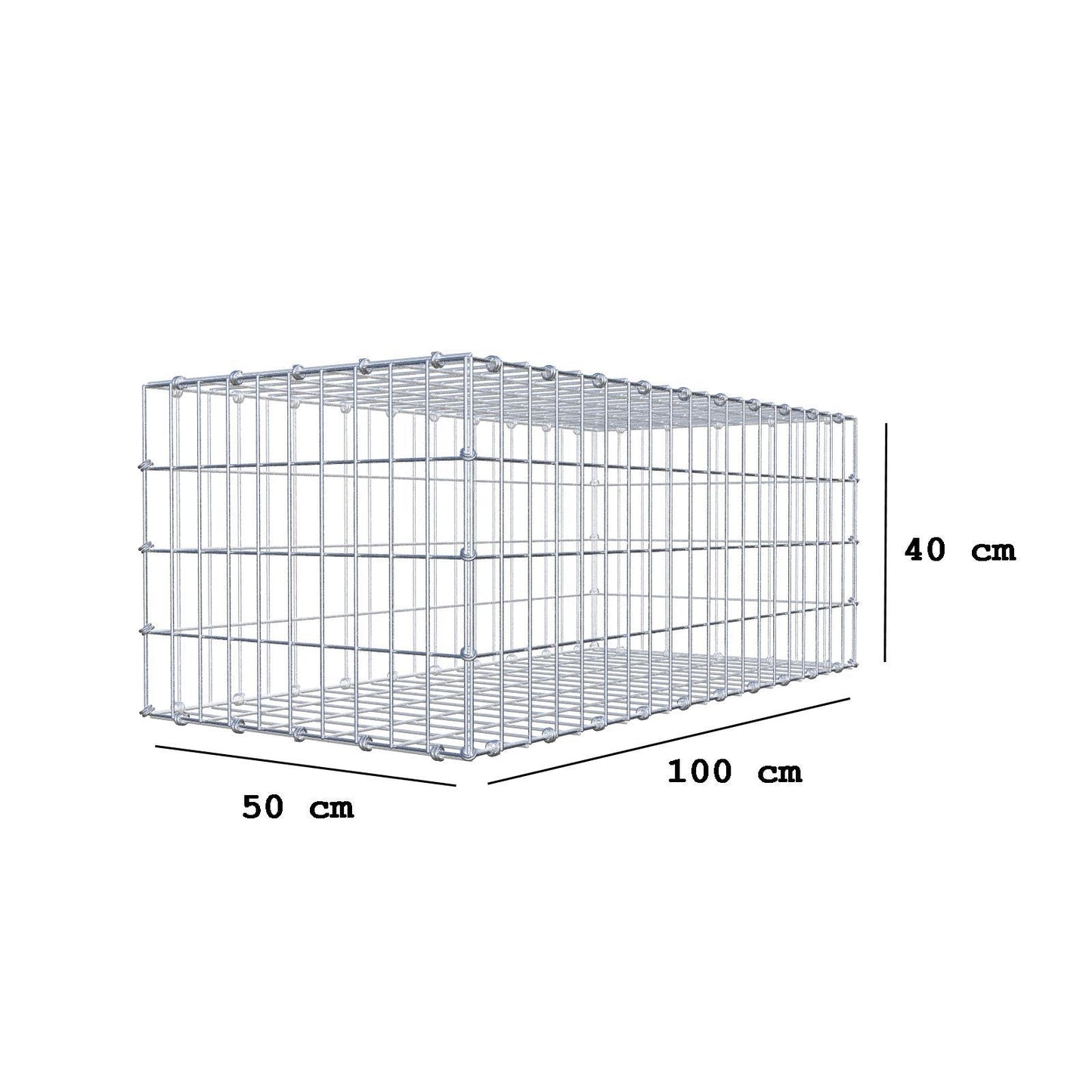 Gabion 100 cm x 40 cm x 50 cm (L x H x D), mesh size 5 x 10 cm, spiral ring