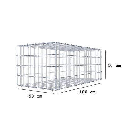 Gabion 100 cm x 40 cm x 50 cm (L x H x D), mesh size 5 x 10 cm, spiral ring