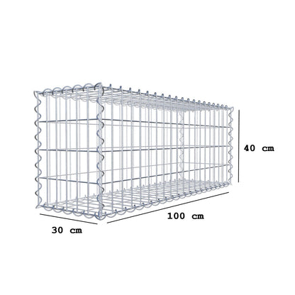 Set of 2 gabions 100 cm x 40 cm x 30 cm (L x H x D), mesh size 5 x 10 cm, spiral