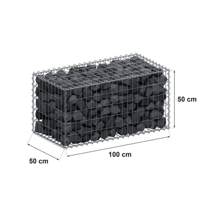 Gabion 100 cm x 50 cm x 50 cm (L x H x D), maskestørrelse 5 cm x 10 cm, spiral
