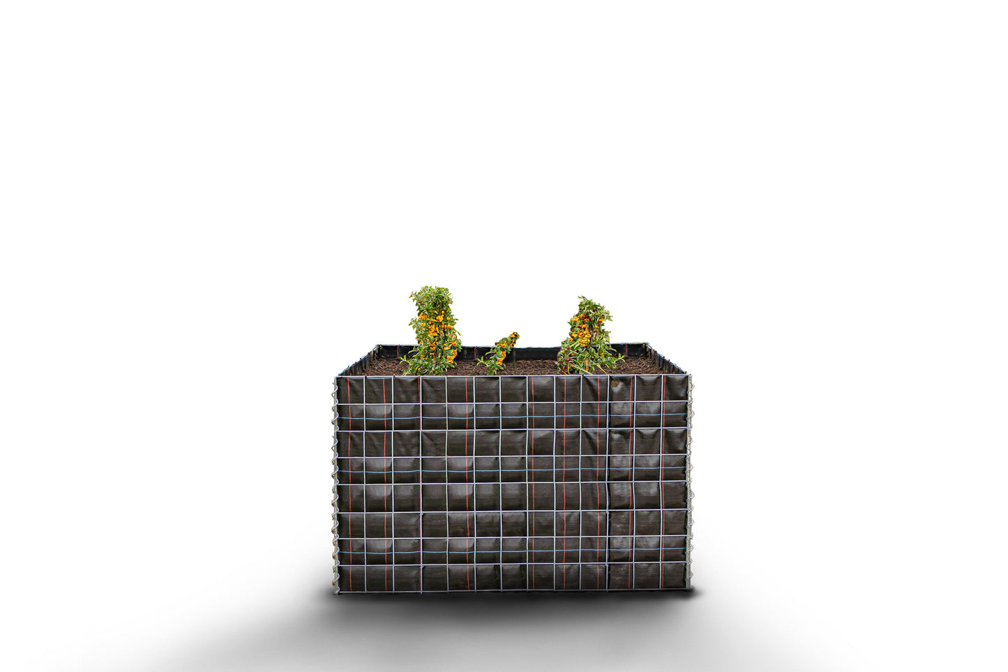 Högbädd, fyrkantig utan stenområde - Längd: 130 cm - Höjd: 80 cm - Djup: 80 cm - Maskstorlek: 10 x 10 cm
