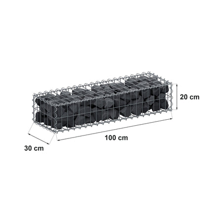 Gabion 100 cm x 20 cm x 30 cm (L x H x D), mesh size 5 cm x 10 cm, spiral
