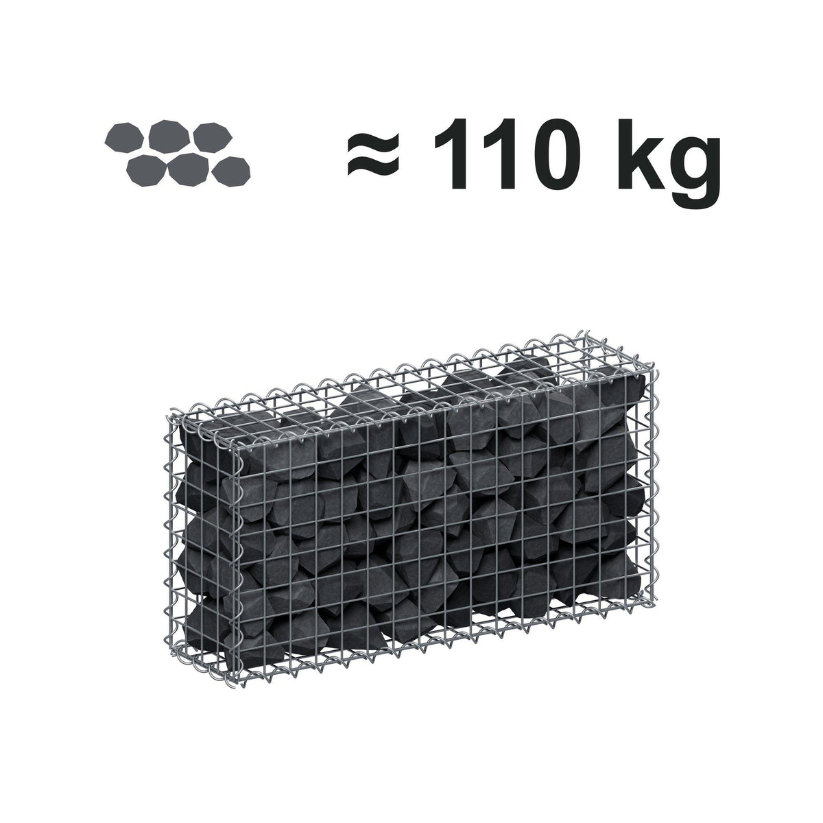 Gabion 80 cm x 40 cm x 20 cm (L x H x D), mesh size 5 cm x 5 cm, spiral