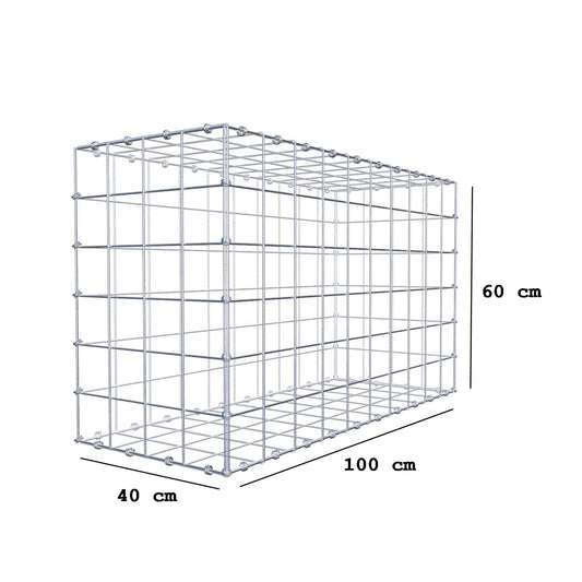 Gabbione 100 cm x 60 cm x 40 cm (L x H x P), maglia 10 x 10 cm, anello a spirale