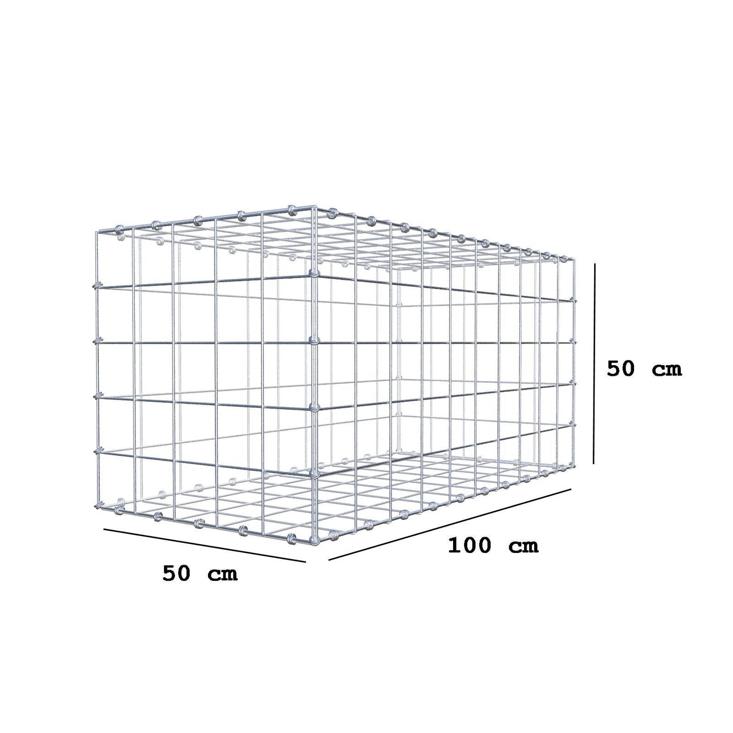 Gabione 100 cm x 50 cm x 50 cm (L x H x T), Maschenweite 10 x 10 cm, Spiralring