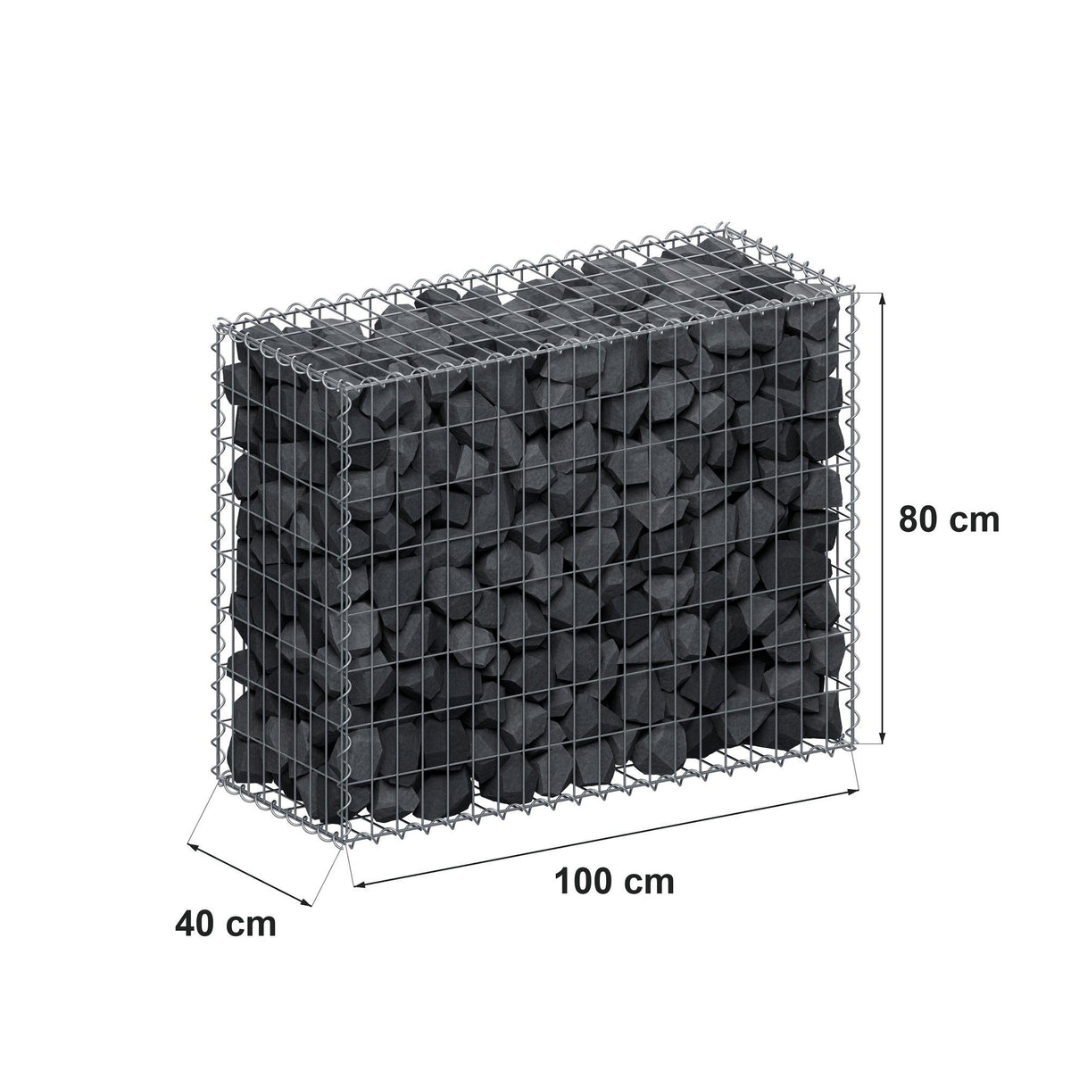 Schanskorf 100 cm x 80 cm x 40 cm (L x H x D), maaswijdte 5 cm x 10 cm, spiraalvormig