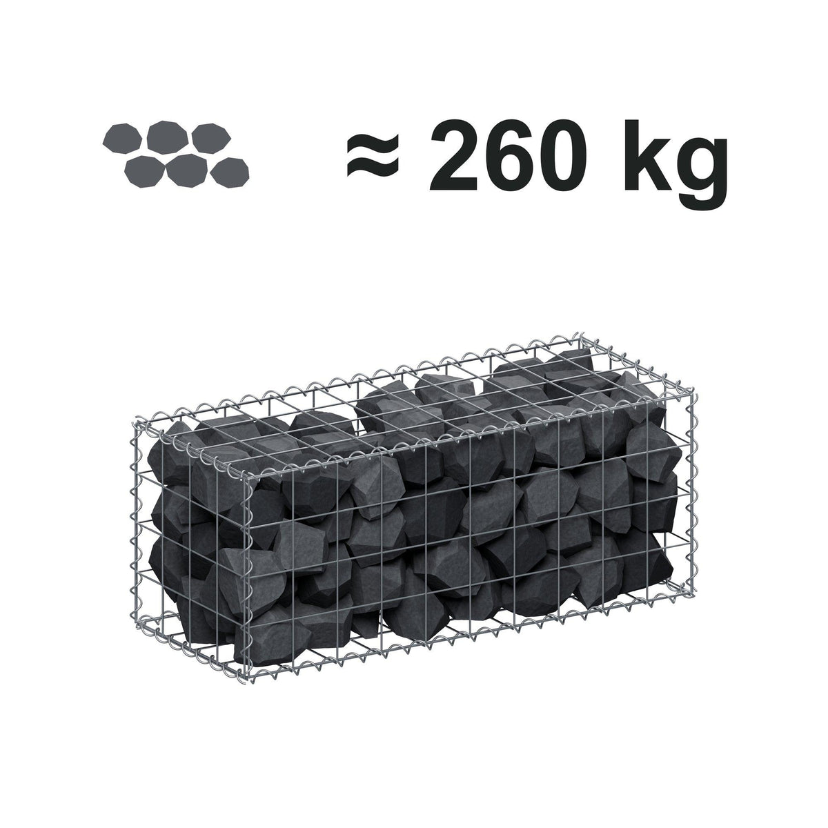 Gabion 100 cm x 40 cm x 40 cm (L x H x D), mesh size 10 cm x 10 cm, spiral